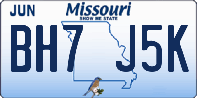 MO license plate BH7J5K