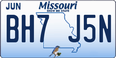 MO license plate BH7J5N