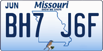 MO license plate BH7J6F