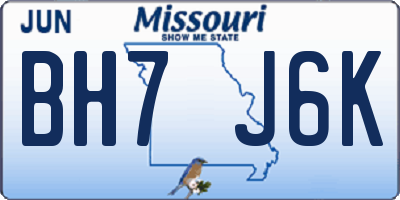 MO license plate BH7J6K