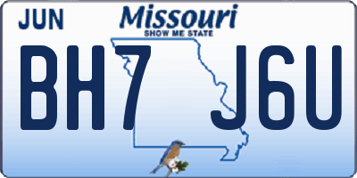 MO license plate BH7J6U