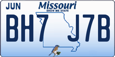MO license plate BH7J7B