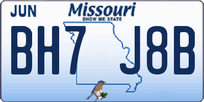 MO license plate BH7J8B