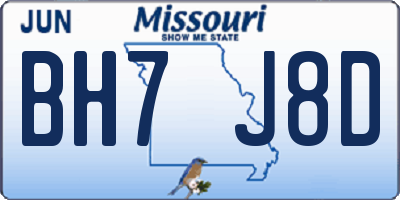 MO license plate BH7J8D