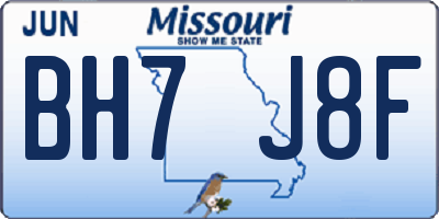 MO license plate BH7J8F