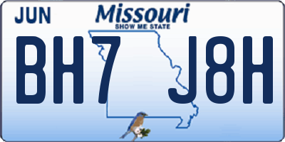 MO license plate BH7J8H