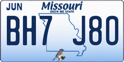 MO license plate BH7J8O