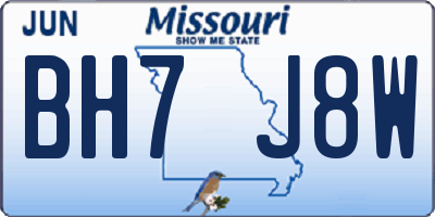 MO license plate BH7J8W