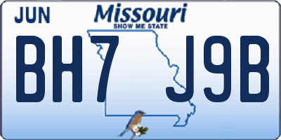 MO license plate BH7J9B