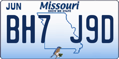 MO license plate BH7J9D