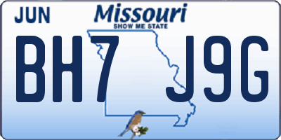 MO license plate BH7J9G