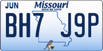 MO license plate BH7J9P