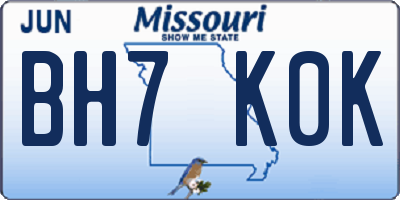 MO license plate BH7K0K