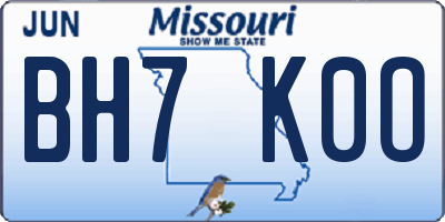 MO license plate BH7K0O