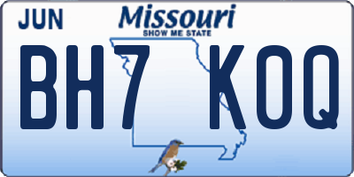 MO license plate BH7K0Q