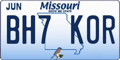 MO license plate BH7K0R