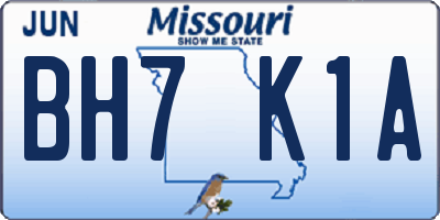 MO license plate BH7K1A