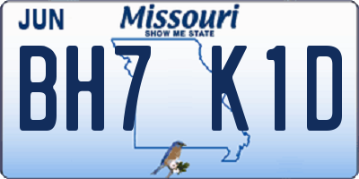 MO license plate BH7K1D