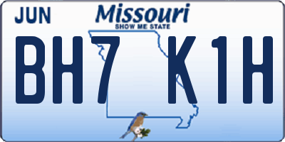MO license plate BH7K1H