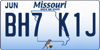 MO license plate BH7K1J