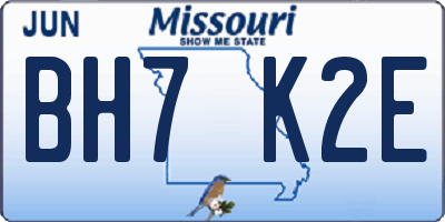 MO license plate BH7K2E
