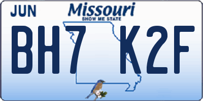 MO license plate BH7K2F