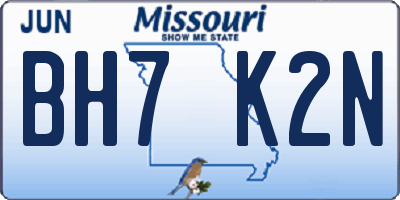 MO license plate BH7K2N