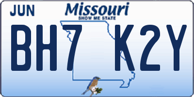MO license plate BH7K2Y