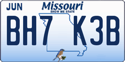 MO license plate BH7K3B