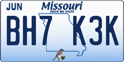 MO license plate BH7K3K