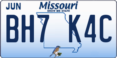 MO license plate BH7K4C
