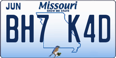 MO license plate BH7K4D