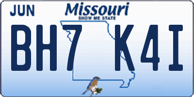 MO license plate BH7K4I
