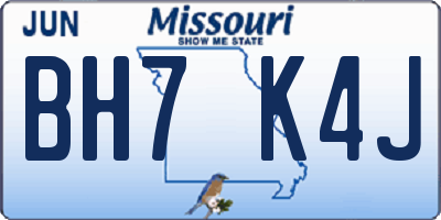 MO license plate BH7K4J