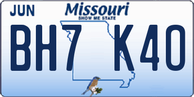 MO license plate BH7K4O