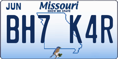 MO license plate BH7K4R