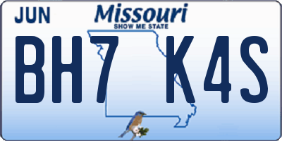 MO license plate BH7K4S