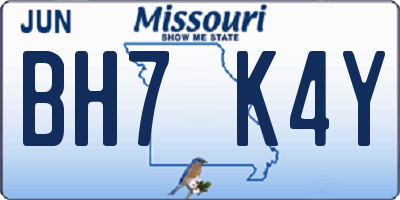 MO license plate BH7K4Y