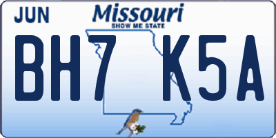 MO license plate BH7K5A