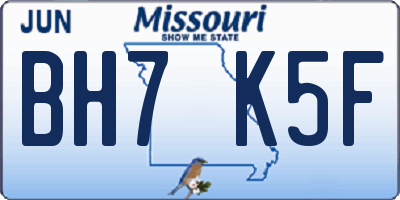MO license plate BH7K5F