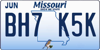 MO license plate BH7K5K