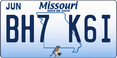 MO license plate BH7K6I