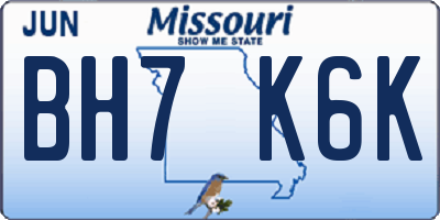 MO license plate BH7K6K