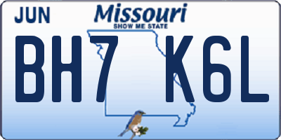 MO license plate BH7K6L