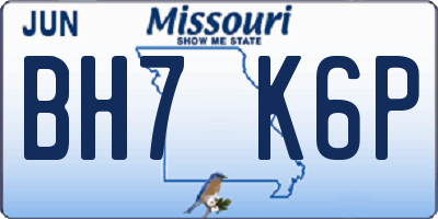 MO license plate BH7K6P