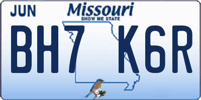 MO license plate BH7K6R
