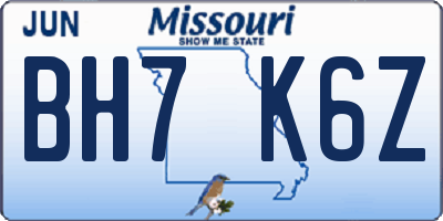 MO license plate BH7K6Z