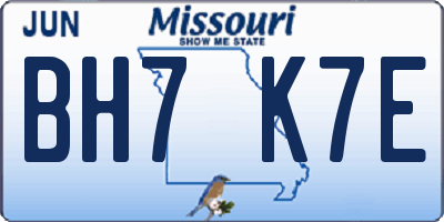 MO license plate BH7K7E