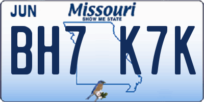 MO license plate BH7K7K