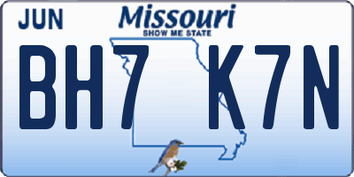 MO license plate BH7K7N